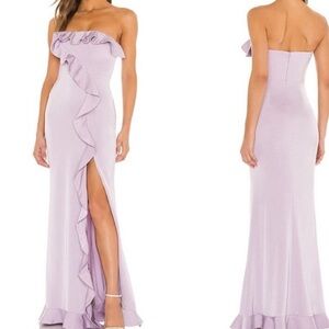 NBD light purple strapless prom gown with ruffle, hem size medium